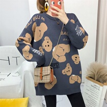 Autumn Winter Dress New big code Pregnancy Woman Dress Slim Cartoon Medium Long Sweater Fashion Needle Weaselwear Blouse Omer Suit