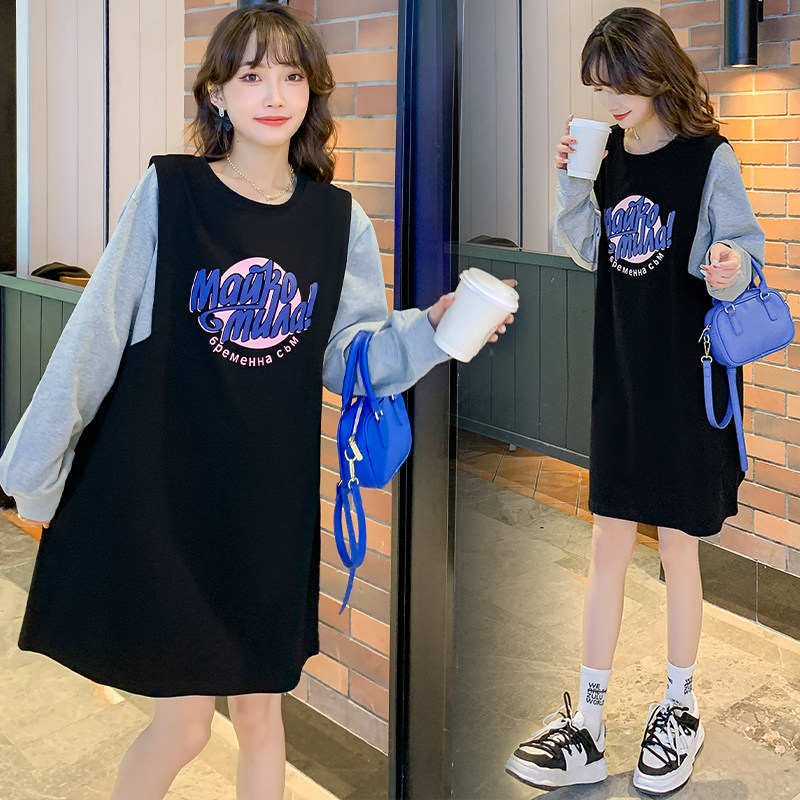 2022 Spring loaded with new Han version of Gats Enlarged Code Gestation Woman dress Slim Pure Cotton Foreign Dress 200 catty