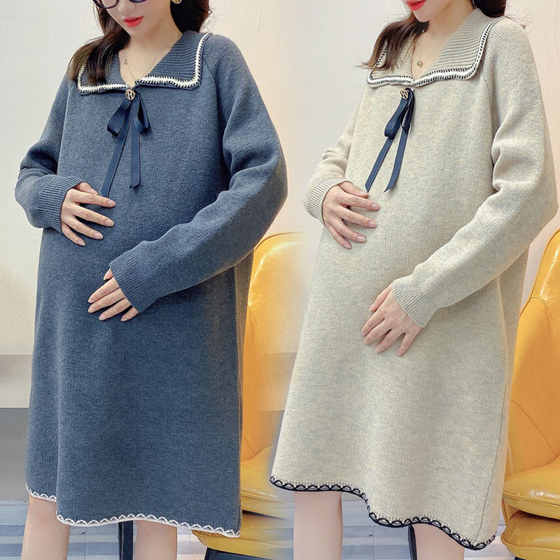 Spring and autumn loaded with new large size gestation maternity dress with a long version of the foreign dress Fur Coat Pregnancy Fever clothes Pants Tide