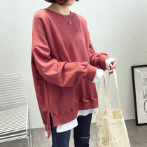 Gestational Maternity dress New Korean version Jacket Head Sweatshirt Large Code Loose and Lean Blouse Autumn Winter Style Plus Suede Thickened Jacket