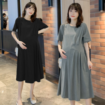Summer dress new big code gestational woman dress with slim fit slim fit dress foreign air T-shirt dress pure cotton bottom skirt
