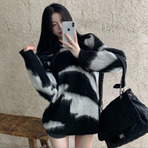 Sandro asw2021 autumn new loose thick line sweater striped super fairy fashion casual sweater top