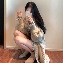 Sandro asw long cardigan knitwear twist sweater jacket autumn Korean version loose age reduction and thin temperament