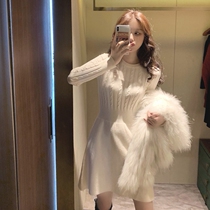 Sandro asw knitted sweater short skirt womens 2021 autumn new long-sleeved slim waist dress skirt