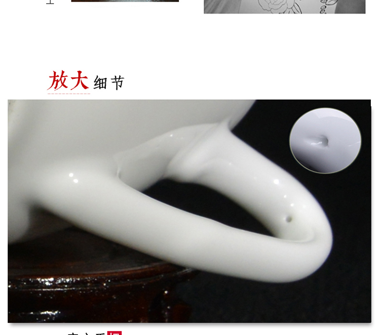 Liling ceramic cup with cover cup of pure hand - made office tea cup victory household porcelain cup gift cup can be customized