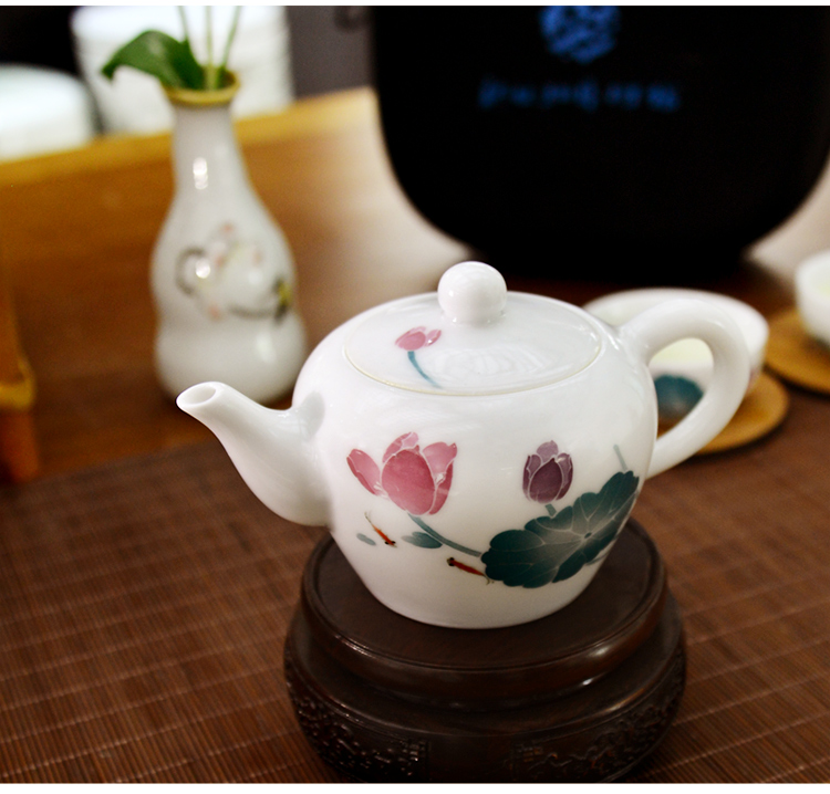 Liling porcelain kung fu tea set travel under the glaze of a complete set of colorful hand - drawn suit portable their a pot of four cups