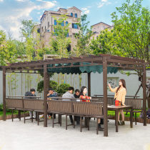 Outdoor gazebo Aluminum alloy grape rack Courtyard awning porch rack Promenade flower rack carbonized wood leisure grape rack