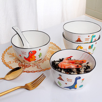 Parent-child Cartoon Square Bowl household rice bowl 4 5 inch ceramic bowl cute Net red bowl family tableware combination