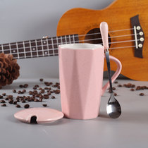 (Crown Shop) Ceramic Cup with lid Spoon Creative Trend Simple Coffee Cup Korean Female Student Mug