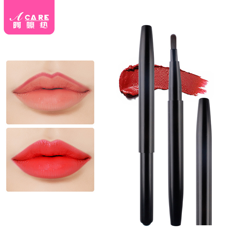 Mini retractable lip brushed small portable makeup brushed child with lid mouth red brushed lip gloss beginners sketched lip type