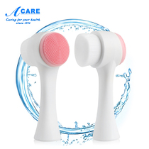 Cleanser brush Double-sided deep cleaning pores Wash brush soft wool silicone manual face cleaning cleanser face