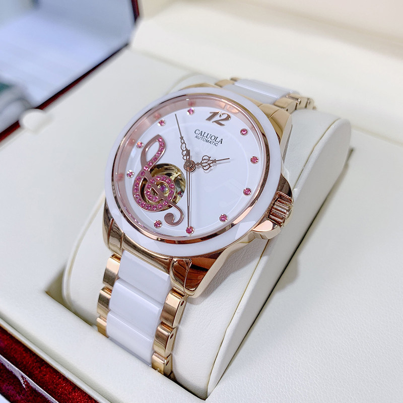 Carole new watch ceramic hollow mechanical watch ladies watch waterproof simple temperament trendy women's watch