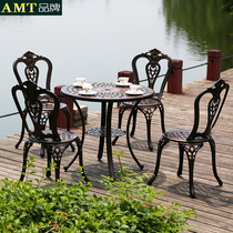 Cast aluminum table and chairoutdoor European style Villa garden outdoor iron leisure balcony table and chair three piece set combination