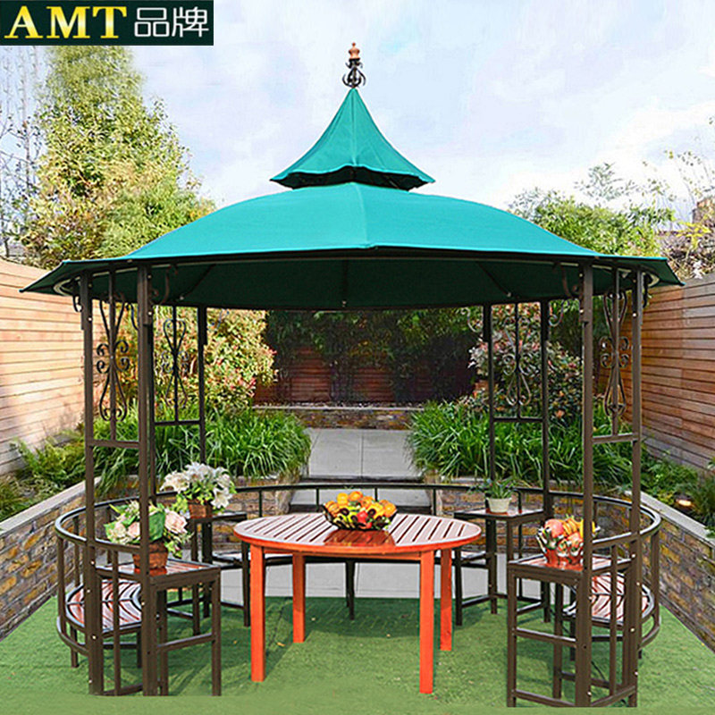 Pavilion outdoor gazette sunshine shade shade shade shade in the tent of the octagon tent farmhouse, Farm Euro Garden Iron Pavilion