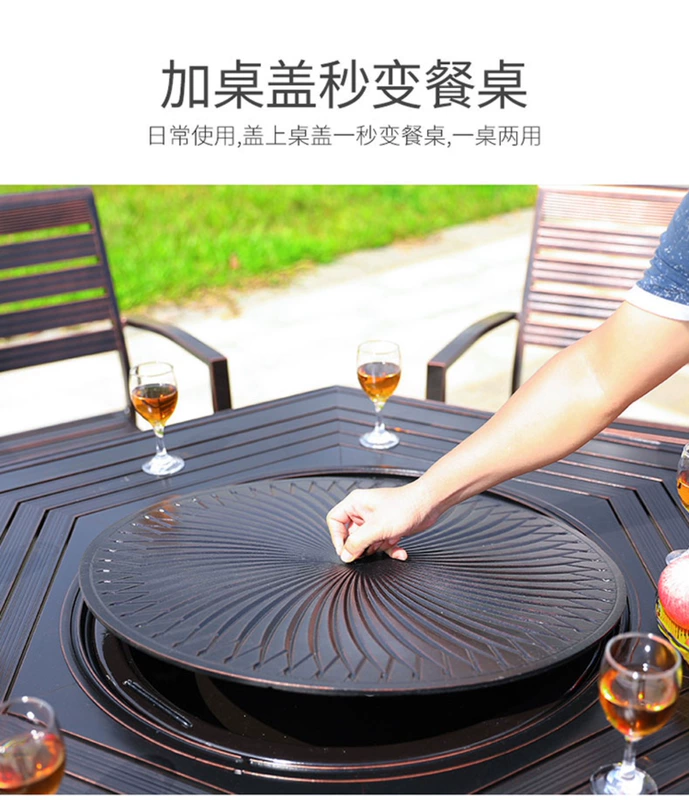 Bàn BBQ ngoài trời Bàn ghế ngoài trời Vườn giải trí Nhiều người Bàn ăn sắt Lò nướng gia đình Lò nướng ngoài trời Đồ nội thất bằng nhôm đúc