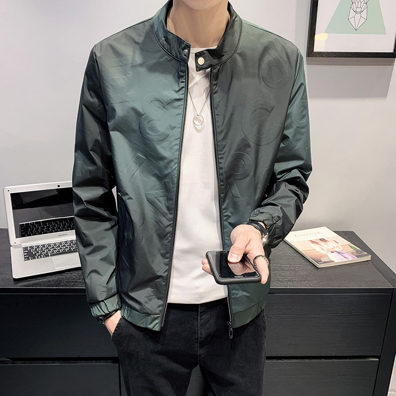 Men's coat 2022 new spring and autumn trend Korean version of leisure gradual colour - collar thin high - end tide jacket