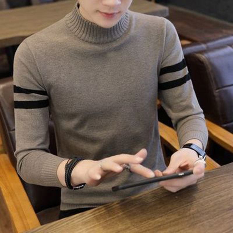 Half turtleneck sweater men's 2022 new autumn and winter plus velvet thick base Korean version trend warm men's sweater