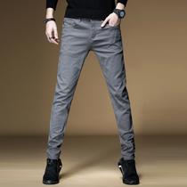 Jeans men autumn 2021 new fashion brand straight tube elastic trend Joker high grade slim foot mens pants