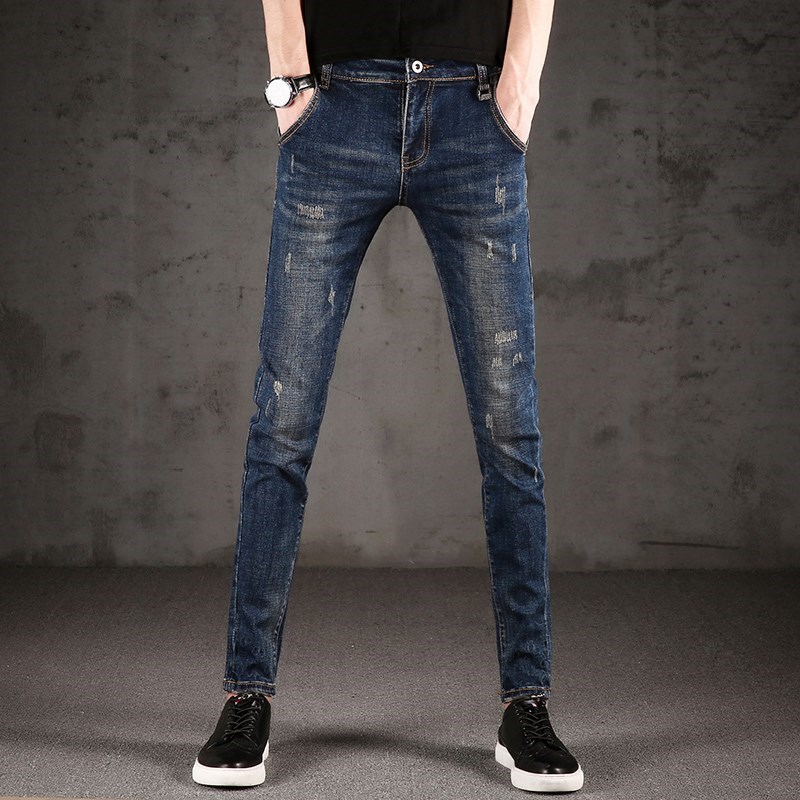 Jeans men 2021 new summer slim cigarette tube pants Korean version of the trend thin section of the trend brand high-end men's pants