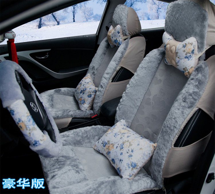 Net red car cushion autumn winter short plush universal seat cover full bag warm winter thickened hair cushion cartoon down cushion