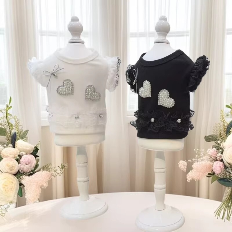 Pet Clothing Spring and Summer Heavy Lace Base Shirt for Cats and Dogs, Teddy, Bichon, Pomeranian, Small Dog Clothes