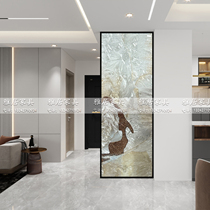 Customized art glass filigree enamel partition screen living room wabi-sabi style entrance double-sided light-transmitting tempered light luxury