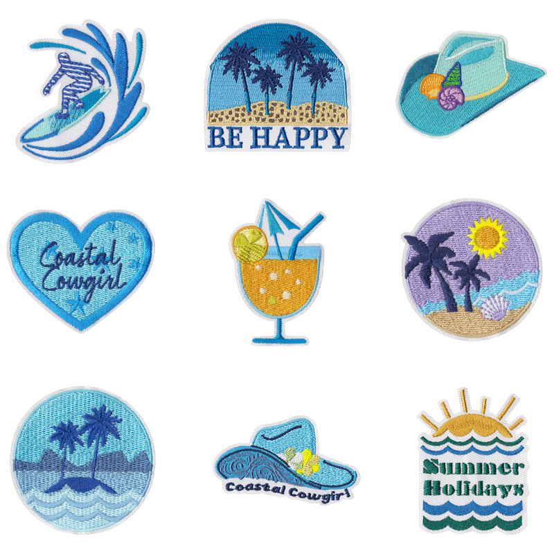 Wave Beach Embroidery Patch Surfing Girl Patch Bag Decoration Computer Embroidery Label Shell Iron-On Adhesive Wave Beach Embroidery Patch Surfing Girl Patch Bag Decoration Computer Embroidery Label Shell Iron-On Adhesive