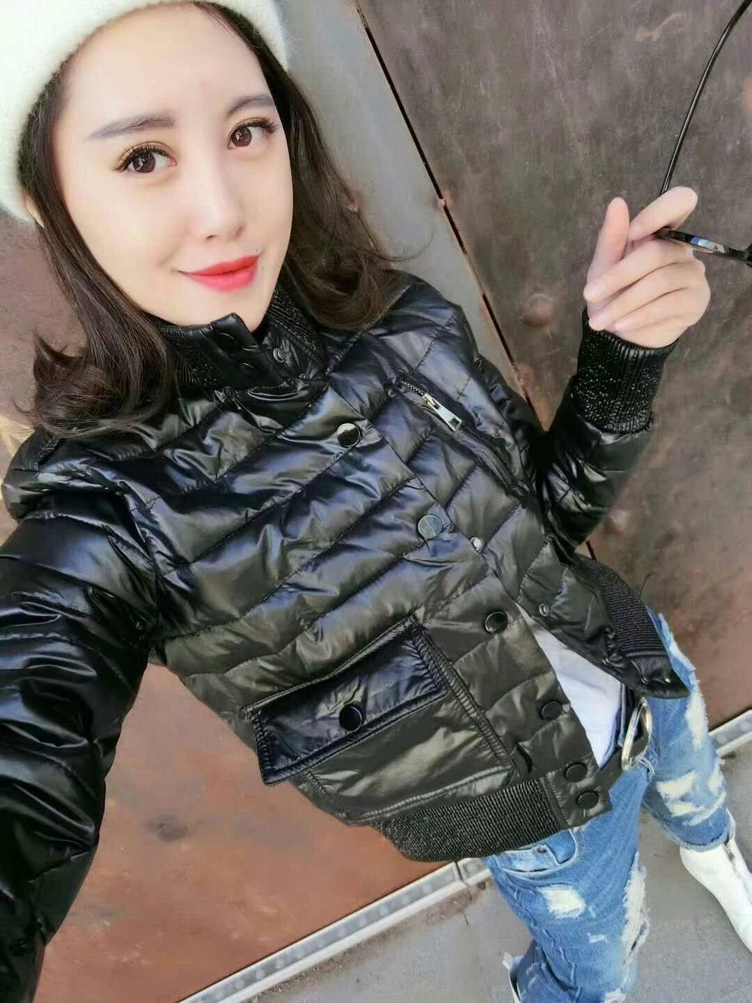 Áo dài châu Âu 2018 mới xuống bông độn nữ dài tay thời trang màu đứng cổ áo cotton hoang dã áo khoác ngắn áo phao nữ hàng hiệu