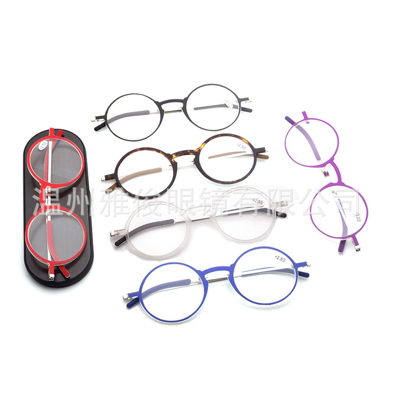 Factory Direct Supply Tr90 Anti-Blue Light Paper-Thin Reading Glasses, New Stylish Retro Round Frame Glasses with Magnetic Aluminum Case