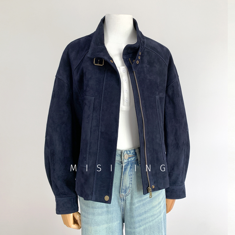 Old Money Style High-End Suede Sheepskin Casual Loose Genuine Leather Short Jacket for Women 2026 Spring New Leather Jacket Old Money Style High-End Suede Sheepskin Casual Loose Genuine Leather Short Jacket for Women 2026 Spring New Leather Jacket