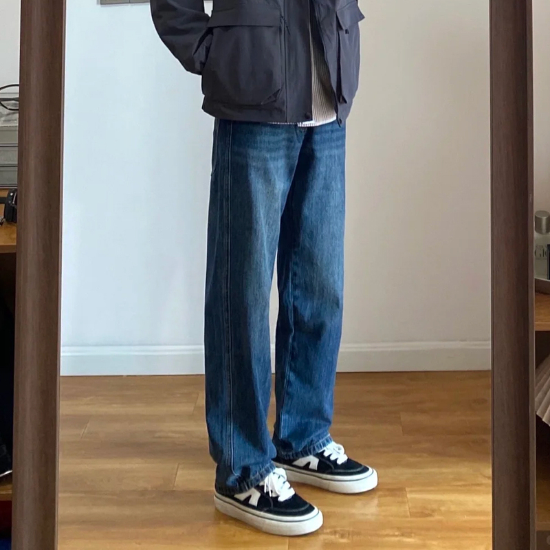 Mxmob 2025 New Straight-Leg Cleanfit Jeans for Men, Autumn Vintage Men's Pants, Loose Trendy Brand Long Pants