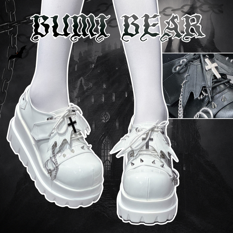 Original Design Little Devil Punk Mary Jane Platform Shoes for Women, Dark Y2K Subculture Hot Girl Single Shoes with Round Toe