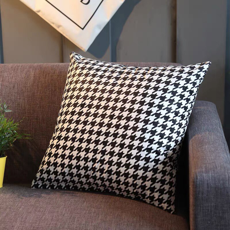 Houndstooth Pillow Cotton Linen Living Room Sofa Cushion Nordic Modern Cushion To Pillow Double-sided Pillow Cover Can Be Customized Size
