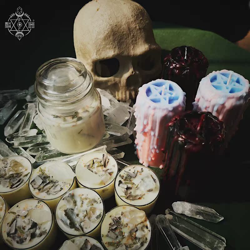 (Lin Qi Creation Society) Purification candle sage cedar crystal pentagram effect home decoration craft gift decoration