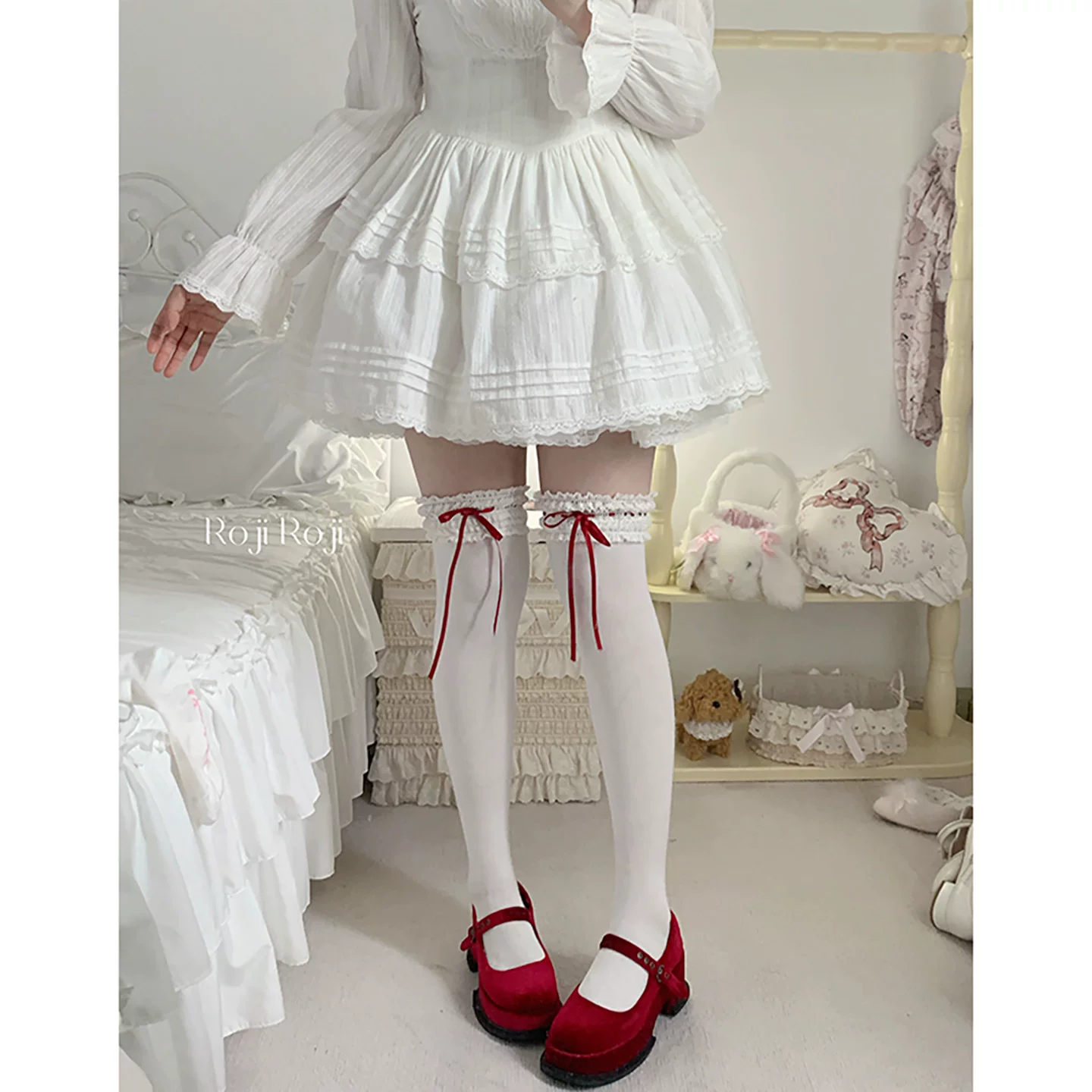 Нежные носки в стиле балета Lolitaroji, женские весенние носки до икр, Lolita хлопковые носки, милые