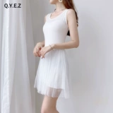 Цветной жилет, кружевная юбка, платье, высокая талия