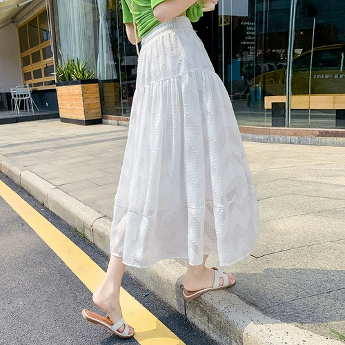 Ретро длинная шифоновая белая юбка, высокая талия, средней длины, длина макси, широкая цветовая палитра
