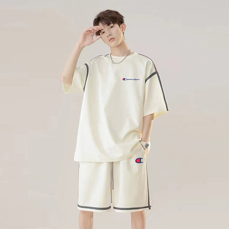 Champion Graffiti Casual Sports Suit for Men 2025 New Pants Summer Shorts Stylish Set for Men
