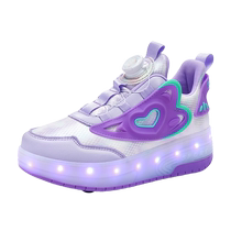 2024 New Childrens Heelys Shoes Girls Winter Cool Fantasy Lantern Shoes Double Roller Skates Elementary School Skates