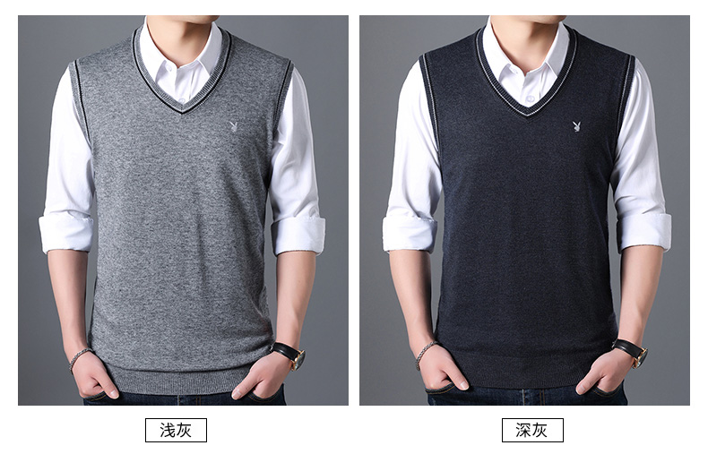 Playboy nam trung niên không tay áo len mỏng len áo len cha mùa thu vest vest áo vest nam đẹp