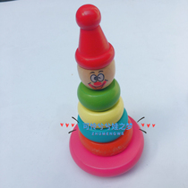Infant educational early childhood toys Rainbow Tower clown tumbler set of wooden rings stacked Music Toys Toys