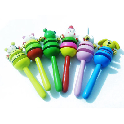 Hot Pins Children Wooden Cartoon Animals Three-section Bell Bell Baby Bells Babies Early Teach Puzzle Toys 1-4 years old