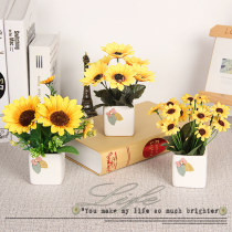 Small leaf square basin Entrance cabinet Office desktop showcase Decorative simulation flower fake flower set flower pot