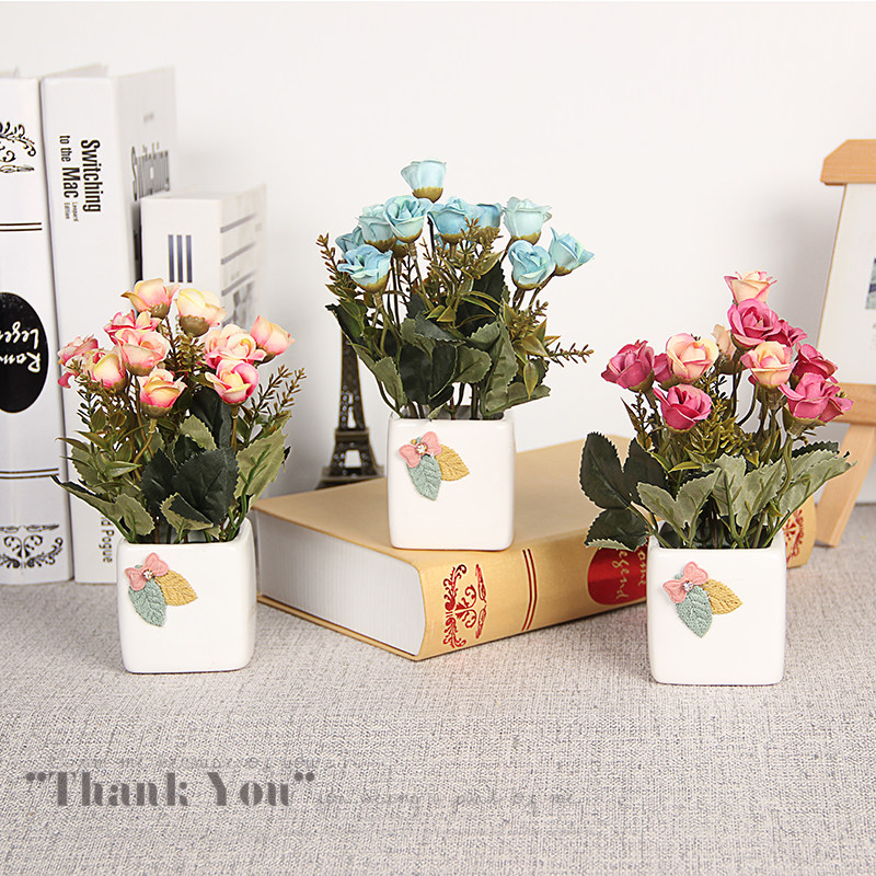 Small ornaments desk bedroom table cabinet powder room hotel hotel home decoration potted simulation fake flowers