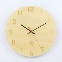 Creative wooden wall clock 12 inch clock modern simple wall clock living room bedroom silent quartz clock digital number