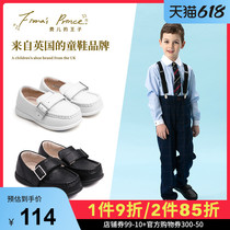 Prince of Feels Childrens Leather Shoes Mens Performance Real Leather Beef Leather Soft Bottom Boy Black Inglées Black Casual Little Leather Shoes