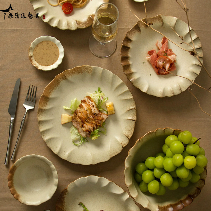 Mitua High-Quality Underglaze Color Housewarming Gift Tableware Vintage Household Ceramic Bowl and Plate Set Premium Combination