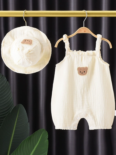 Детский марлевый комбинезон, милая шапка для новорожденных