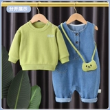 Детский джинсовый комбинезон, детские штаны, осенний комплект подходит для мужчин и женщин