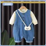 Детский джинсовый комбинезон, детские штаны, осенний комплект подходит для мужчин и женщин